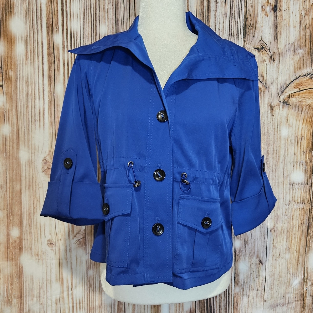 Ruby rd petite Womens Blue Weather Resistant Pea Coat Size 8P